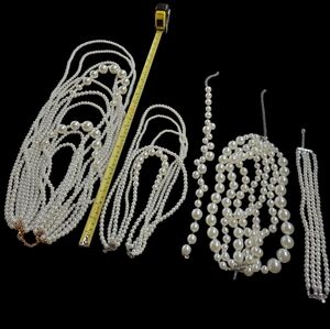 Lot Of 5 Sets Of Elegant White Pearl Necklaces